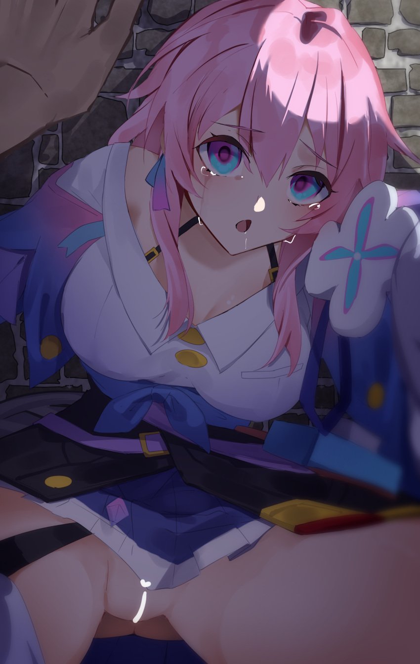 1boy 1girls absurd_res absurdres against_wall alley alleyway bar_censor big_breasts blue_eyes blue_skirt blush breasts censored cleavage clothed crying crying_with_eyes_open dark_alley exposed_pussy faceless_male female female_focus femsub first_person_view forced forced_exposure hair_ornament hair_ribbon heart_censor hi_res high_resolution highres honkai:_star_rail hoyoverse imminent_rape imminent_sex kabedon large_breasts light-skinned_female light-skinned_male long_hair looking_at_viewer maledom march_7th_(honkai:_star_rail) mihoyo no_panties open_mouth outdoors panties_removed partially_clothed pink_hair pleading_with_her_eyes pov pov_eye_contact pussy rapist_pov saliva scared scared_expression shirt skirt skirt_lift tears thigh_strap thighs tsushi white_shirt worried worried_expression