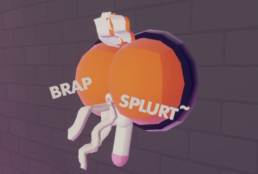 3d after_anal after_sex anthro anus ass ass_focus balls cum_drip cum_dripping cumfart fox game_cg game_screenshot male male_only multicolored_fur orange_fur penis rec_room recroom recroom-nsfw soups_(superiorfox) stuck stuck_in_wall white_fur