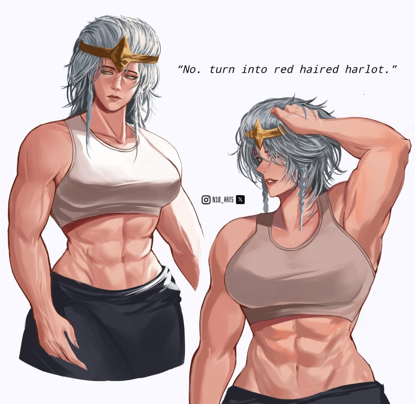 1girls abs armpits big_breasts elden_ring female female_only fromsoftware godfrey_first_elden_lord muscular muscular_female n10_arts rule_63