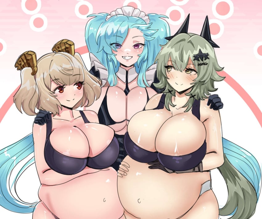 1futa 2girls after_sex akeno_(itsnafulol) big_belly bikini bikini_top_only blonde_hair blue_hair blush breasts burnice_white caesar_king_(zenless_zone_zero) cleavage coffeexcoco exposed_pregnant_belly futa_on_female futanari gloves green_hair hair_between_eyes hair_ornament hair_over_one_eye height_difference horns huge_breasts long_hair looking_at_another maid maid_bikini maid_headdress multiple_girls pregnant prosthesis prosthetic_arm purple_eyes red_eyes size_difference smile sons_of_calydon sports_bra swimsuit twintails unconventional_maid yellow_eyes zenless_zone_zero