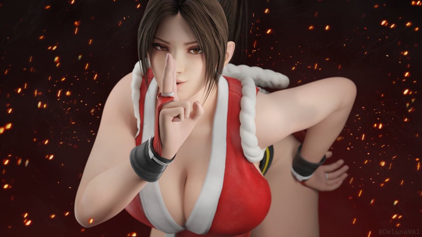 1girls 3d 3d_(artwork) delunax3d fatal_fury female female_focus female_only king_of_fighters mai_shiranui ninja simple_background solo solo_female solo_focus