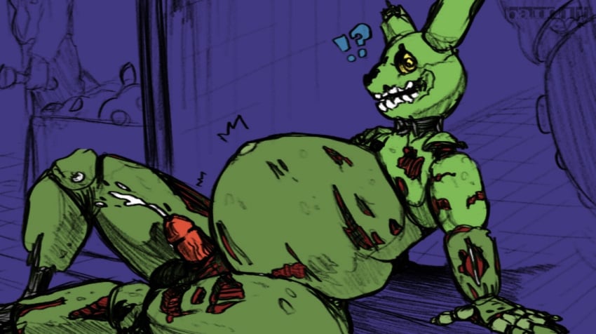 big_stomach colored cum five_nights_at_freddy's implied_vore springtrap springtrap_(fnaf) unknown_artist