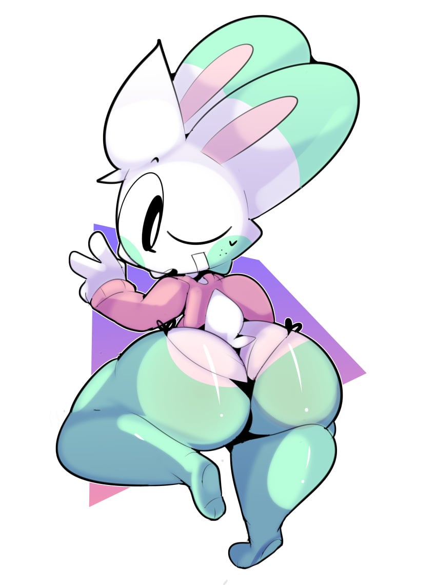 anthro big_ass bunny femboy lagomorph peace_sign squashortstacks thick_thighs unnamed_character