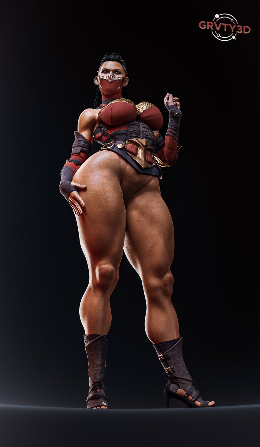 1girls 3d grvty3d heels masked_female mileena mortal_kombat mortal_kombat_1_(2023) thick_thighs