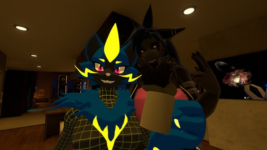 3d big_breasts breasts cleavage female furry huge_breasts pokémon_(species) pokemon pokemon_(species) tagme taisho1218 thick_thighs wide_hips zeraora zoroark