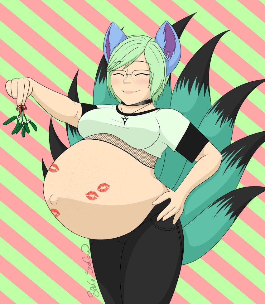 commission female hyper_belly kisses pregnant spaceseacow tail