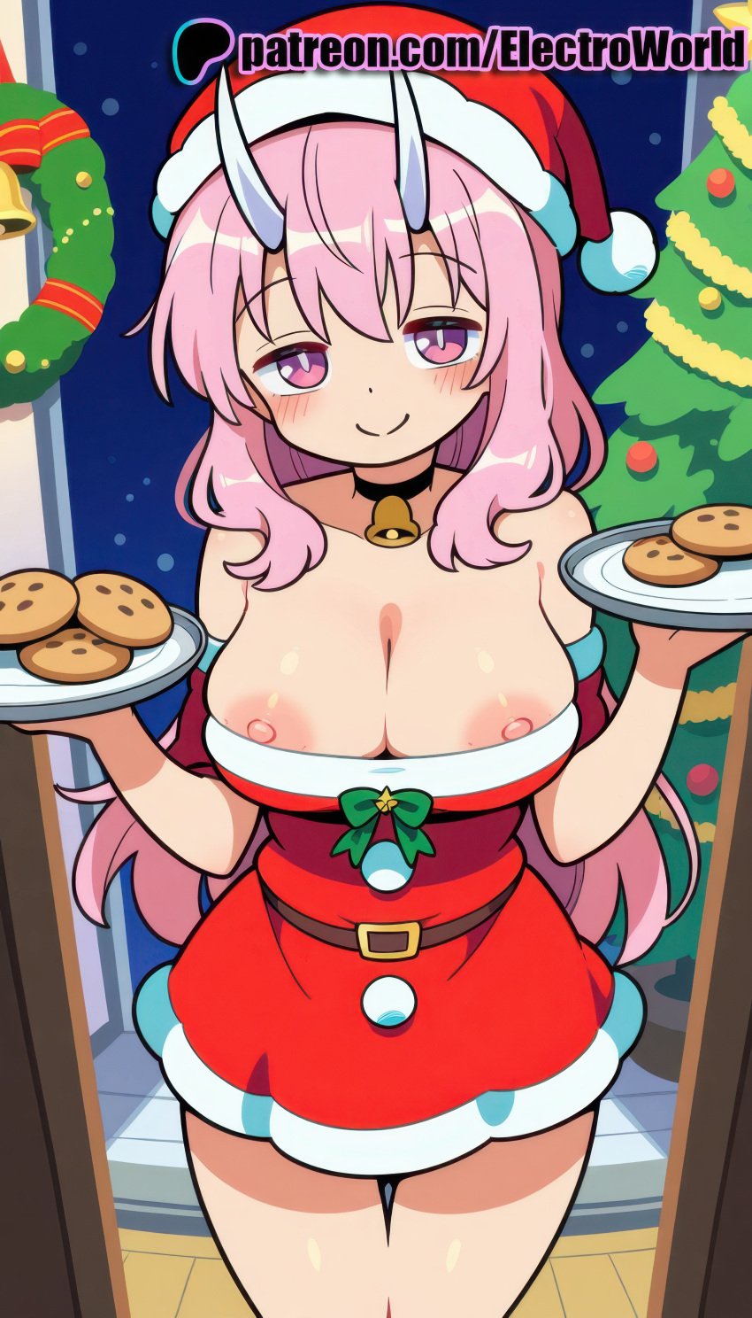 1girls abs ai_generated areola areolae bare_shoulders blush breasts christmas christmas_clothing christmas_decorations christmas_outfit christmas_present christmas_tree cookies electroworld female female_focus female_only highres horns inviting_to_sex new_year nipples nude nude_female pink_hair presenting shiny_skin shuna_(tensei_shitara_slime_datta_ken) slavegirl solo solo_focus sweat sweatdrop tensei_shitara_slime_datta_ken thighs uncensored upper_body voluptuous voluptuous_female wet