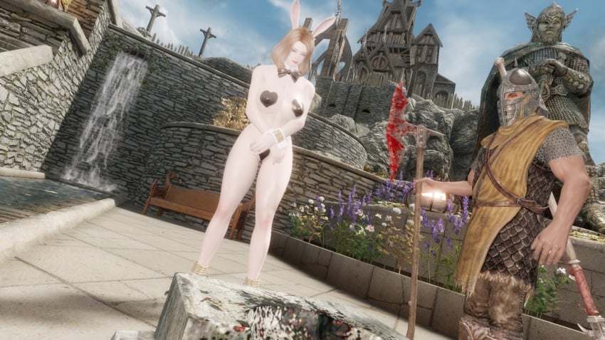 bunny_ears bunny_girl execution executioner heart_pasties huge_ass huge_breasts skyrim the_elder_scrolls