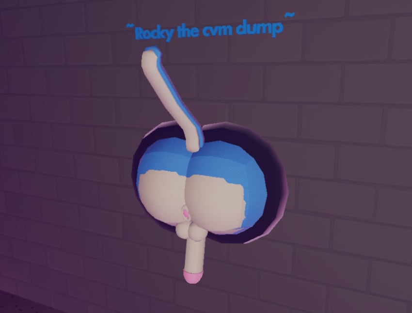 3d anthro anus ass ass_focus balls blue_fur cat_humanoid catboy game_cg game_screenshot lackadaisy male male_only multicolored_fur penis presenting_anus presenting_hindquarters recroom recroom-nsfw rocky_rickaby stuck stuck_in_wall tagme tail white_fur