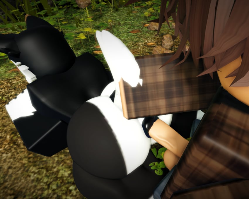 1boy 1girls 3d anthro anthro_penetrated big_ass doggy_style forest furry human human_on_anthro human_penetrating husky medium_penis roblox robloxian self_upload smg32 straight tagme