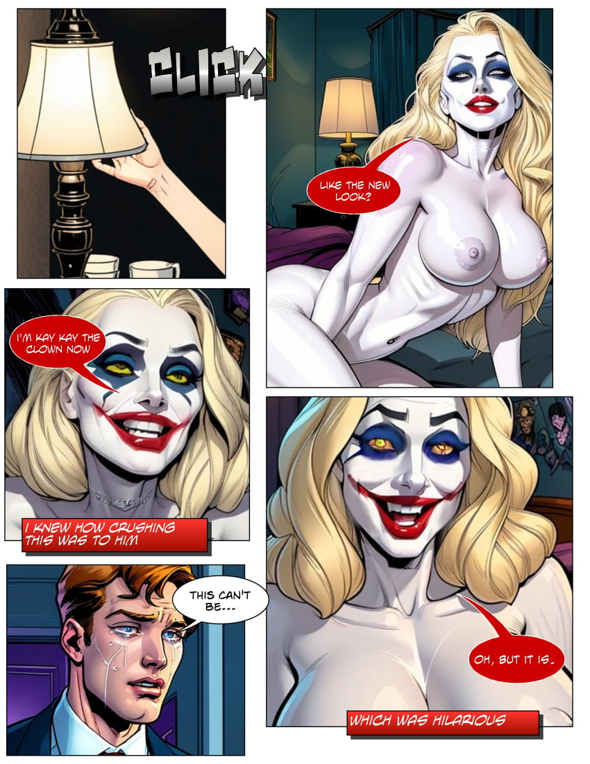 ai_generated brainwashing clownification corruption dc_comics hypnosis jokerization nsfw supergirl