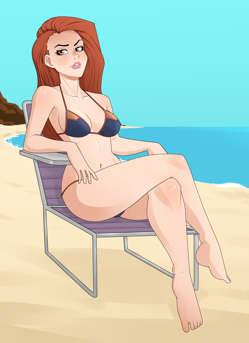 beach belinda bikini chair fairy_tales female female_only grimms'_fairy_tales red_hair rodjim solo sunbathing swimsuit