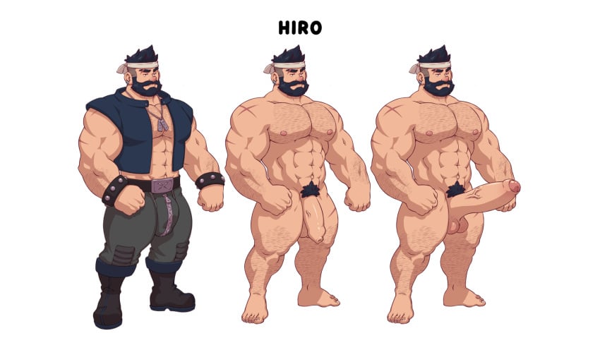 abs animasanimus balls bara beard biceps big_balls big_penis erection grizzlygamerdev hiro_(surviving_purge) male male_nipples male_only manly muscular_male nipples nude pecs penis surviving_purge_(grizzlygamerdev) vliir