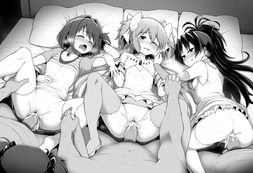 3boys 4girls ai_generated cum cum_in_pussy cum_inside dreson fat_man female human madoka_kaname mahou_shoujo_madoka_magica male male/female monochrome multiple_boys multiple_girls older_male original_character puella_magi_madoka_magica sakura_kyouko sex small_breasts ugly_man ultimate_madoka vaginal_penetration vaginal_sex