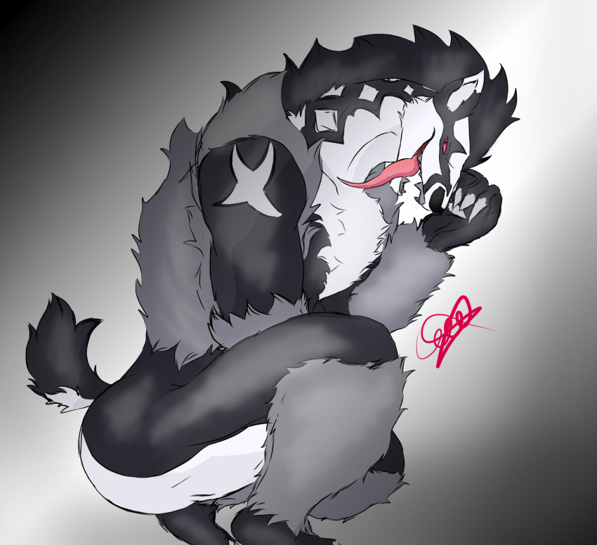 anthro ass gaek gaek_art muscle muscular_anthro muscular_male nintendo obstagoon pokemon pokemon_(species) solo