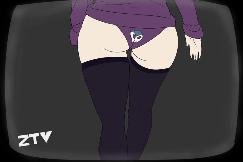 1girls animated ass female female_only huge_ass leg no_pants panties socks sweater tv walk_cycle walking wide_hips zone-tan