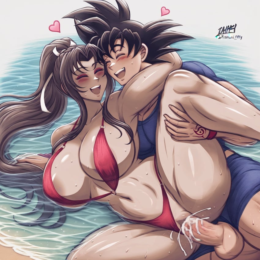 1boy 1girls ai_generated arms_behind_head asian asian_female balls beach big_breasts big_penis bikini black_hair blush brown_hair closed_eyes clothed_sex crossover cum cum_in_pussy cum_inside dragon_ball dragon_ball_super dragon_ball_z dreson enjoying fighter hair_in_water half-dressed half_naked happy_sex heart king_of_fighters large_breasts large_penis leg_grab legs_up long_hair love mai_shiranui makeup muscular_male penetration penis penis_in_pussy ponytail red_bikini saiyan semen sex short_hair smile smiling son_goku spread_legs tagme thick_thighs thighs vaginal_penetration water white_skin