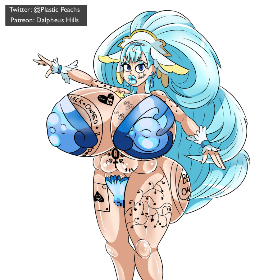 aged_up big_areola big_ass big_breasts big_lips big_nipples bimbo blue_hair body_writing breast_sticker censored cure_ange dalpheushills dark_nipples huge_ass huge_breasts hugtto!_precure nipple_piercing piercing precure pretty_cure pussy_sticker qos queen_of_spades sperm_tattoo sticker tattoo yakushiji_saaya