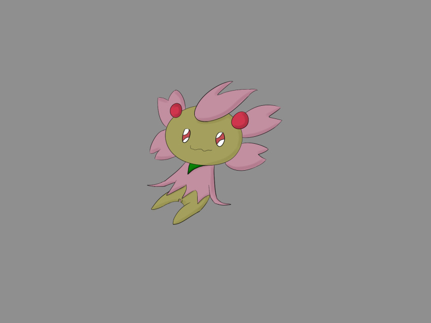 cherrim elemental_creature female feral flora_fauna flower_(anatomy) generation_4_pokemon genitals grey_background happy hi_res nintendo pink_body pink_eyes plant pokemon pokemon_(species) pussy simple_background sleepy_nammie solo spreading sunshine_form_cherrim yellow_body