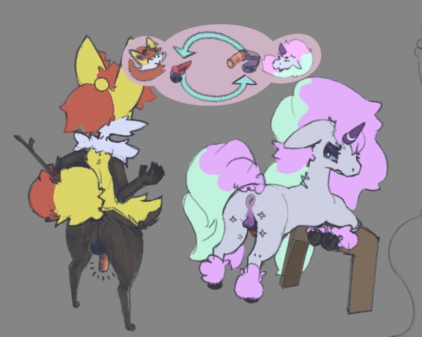 2d animal_genitalia animal_humanoid animal_penis anthro anus ass attribute_swap balls braixen canid canid_humanoid canine canine_humanoid duo equid equine equine_genitalia equine_penis femboy feral fox_humanoid galarian_form galarian_ponyta generation_6_pokemon genitals girly horse humanoid hung_femboy hung_trap magic male male/male male_only mammal mammal_humanoid nintendo penis penis_species_transformation pokemon pokemon_(species) presenting presenting_hindquarters regional_form_(pokemon) size_theft sxcolress