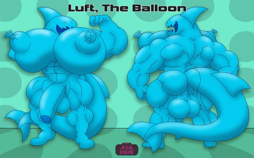 4_fingers abs absurd_res animal_balloon animal_humanoid animate_inanimate annaengine anthro ass back_boob back_muscles backsack balloon balloon_humanoid balls biceps big_balls big_breasts big_muscles big_penis big_tail biped blue_body breasts busty_boy circumcised digital_drawing_(artwork) digital_media_(artwork) english_text eyeless featureless_feet feet fingers fish fish_humanoid flaccid flexing front_view genitals gynomorph hi_res huge_breasts huge_pecs humanoid humanoid_genitalia humanoid_penis inflatable intersex living_balloon living_inflatable male male_(lore) male_with_breasts marine marine_humanoid model_sheet monotone_body muscular muscular_gynomorph muscular_humanoid muscular_intersex nipples nude open_mouth penis rear_view shaped_balloon shark shark_fin shark_humanoid shark_tail sharp_teeth simple_background smile solo standing tail teeth text unusual_anatomy unusual_nipples