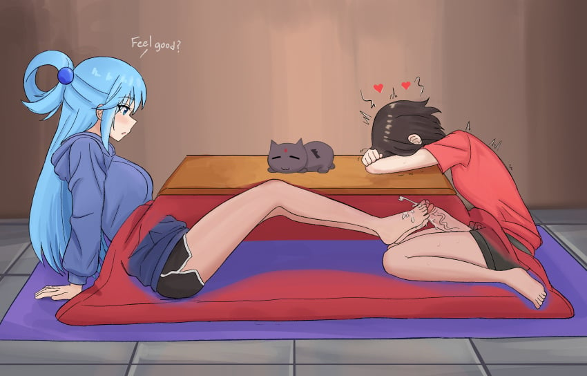 1futa 1girl 1girls 2020s 2024 anime aqua_(konosuba) arm_support barefoot big_breasts big_penis black_bottomwear black_cat black_hair black_shorts blue_eyes blue_hair blue_hoodie blue_topwear chomusuke clothed clothing cum cum_on_body cum_on_feet denim_shorts dolphin_shorts duo ejaculation english_text erection feline female floating_hearts foot_fetish footjob from_side futa_on_female futa_with_female futanari hair_rings heart highres hood hoodie human indoors jean_shorts kono_subarashii_sekai_ni_shukufuku_wo! kotatsu kurofuro legs light-skinned_female light-skinned_futanari light_skin long_hair long_hair_female looking_at_another manga megumin moderate_tomboy mostly_clothed multiple_girls orgasm penis penis_through_bottomwear penis_through_fly projectile_cum red_shirt red_topwear shiny_hair shiny_skin shirt short_hair short_hair_futa shorts side_slit side_view sitting sitting_on_floor sitting_on_knees sleeping strong_tomboy_(spectrum) t-shirt table teenage_futa teenage_girl teenagers tomboys two-footed_footjob two_tone_bottomwear two_tone_bottomwear_(black&white) uncensored under_kotatsu under_the_table x-ray