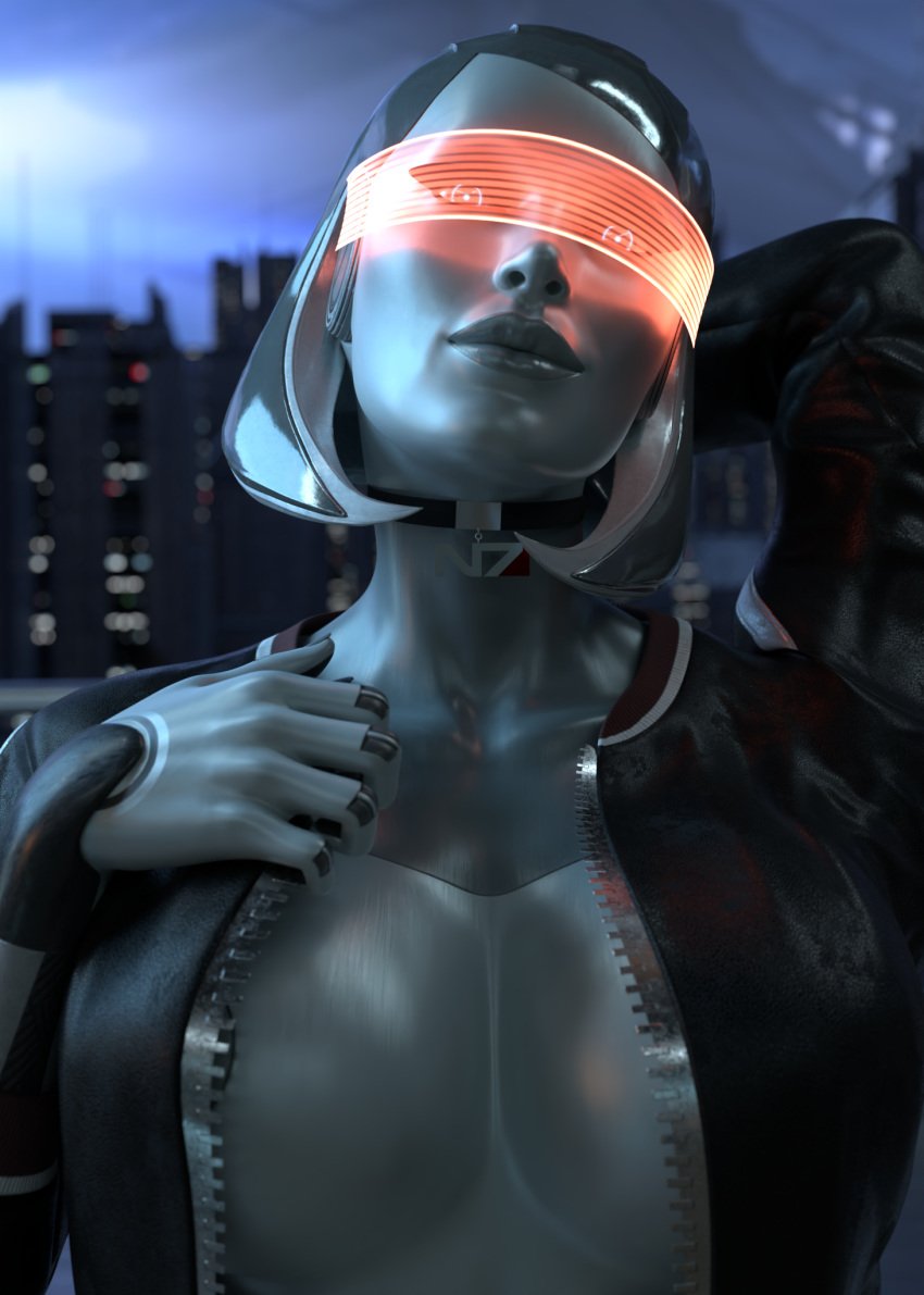 1girls 3d android areola_slip big_breasts bimbo blender blue_eyes bob_cut choker curvy detailed_background edi female female_only glowing_eyes huge_breasts looking_at_viewer mass_effect mass_effect_3 massive_breasts milf open_jacket orange-tinted_eyewear partially_clothed pinup robot seductive short_hair smile smiling_at_viewer solo tinted_eyewear undressing visor voluptuous your__waifu zipper