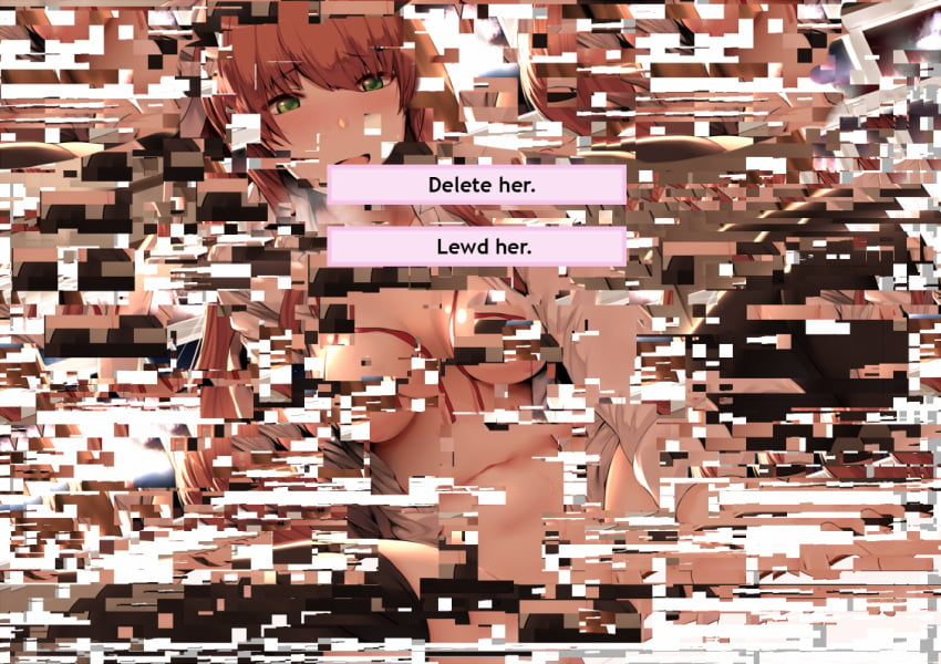 1boy bangs black_legwear blush bottomless bow breasts censored collarbone corruption cowgirl_position doki_doki_literature_club dress_shirt english eyebrows_visible_through_hair female green_eyes hairbow hews_hack indoors lens_flare looking_at_viewer medium_breasts monika_(doki_doki_literature_club) mosaic_censoring navel nightmare_waifu nipples open_clothes open_mouth open_shirt ponytail pov shirt sidelocks smile solo_focus spread_legs straddling team_salvato text_box thighhighs thighs