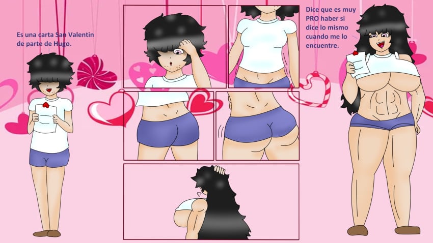 acne alex_el_png ass_expansion black_hair boy1 boy_to_girl breast_expansion budaica card comic gender_transformation girl1 growth_sequence male male_to_female muscle_growth muscular muscular_female personality_change skinny_male taller_female tf transformation valentine's_day violet_eyes