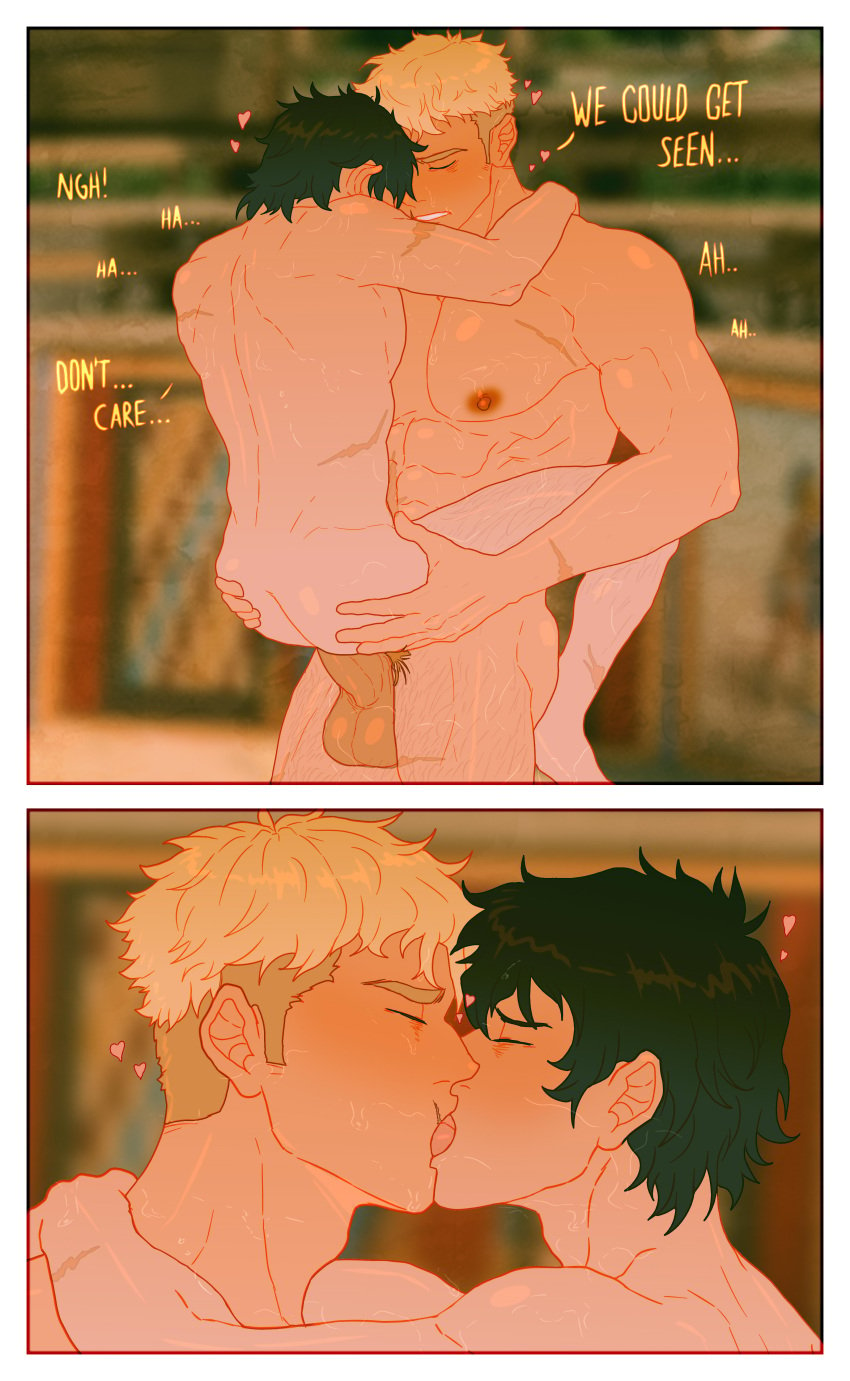 2boys abs anal anal_sex ass back back_muscles balls big_muscles big_penis black_hair black_hair_bottom blonde_hair blonde_hair_on_black_hair blonde_hair_top carrying carrying_partner cuckoo_chan dialogue domination duo erection exhibitionism exibitionism french_kiss french_kissing gay gay_sex happy_trail heroes_of_olympus holding_partner human hunk jason_grace kiss kissing kissing_while_penetrated larger_male light_hair_on_dark_hair male male/male male_only male_penetrated male_penetrating_male manly muscles muscular muscular_male naked nico_di_angelo nipples nude pecs penetration penis penis_in_ass percy_jackson_and_the_olympians pubes pubic_hair public public_sex sex sideburns stand_and_carry_position standing standing_sex sweat tagme tongue tongue_kiss twunk yaoi