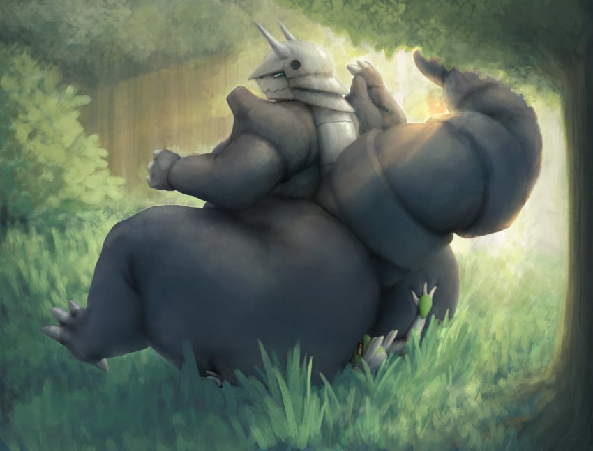 absurd_res aggron anthro ass big_butt curvy_figure dominant dominant_female duo facesitting female forest forest_background generation_3_pokemon hi_res larger_female latios legendary_pokemon light male male/female nature nature_background nintendo nude obese outside overweight plant pokemon pokemon_(species) sitting sitting_on_another size_difference smothering sunlight tail thiccomode thick_thighs tree voluptuous wide_hips