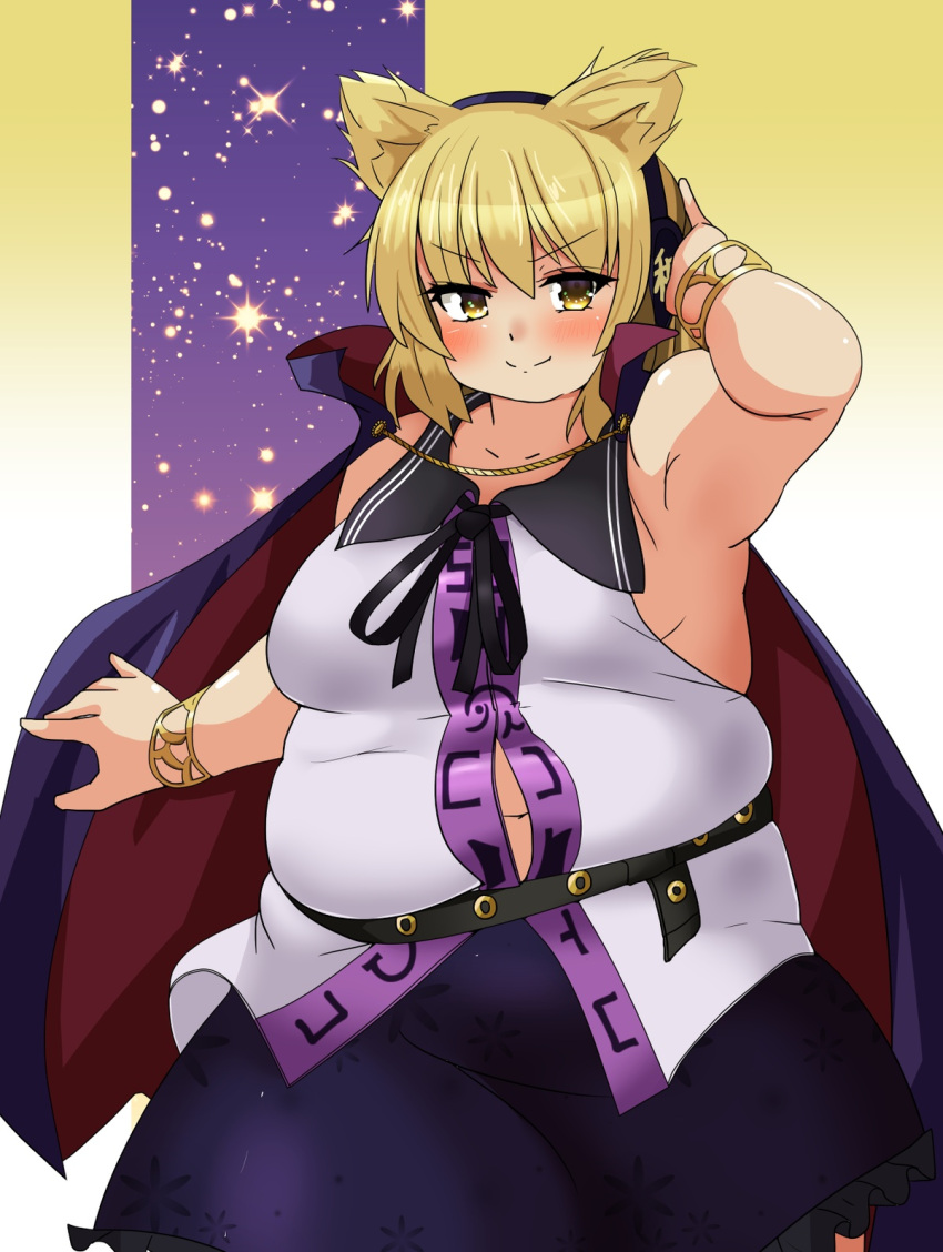 bbw belly_overhang big_belly big_female blush chubby chubby_female embarrassed fat fat_ass fat_female fat_fetish fat_girl fat_woman fatty large_female obese obese_female overweight overweight_female pig plump pork_chop thick_thighs touhou toyosatomimi_no_miko tubby weight_gain