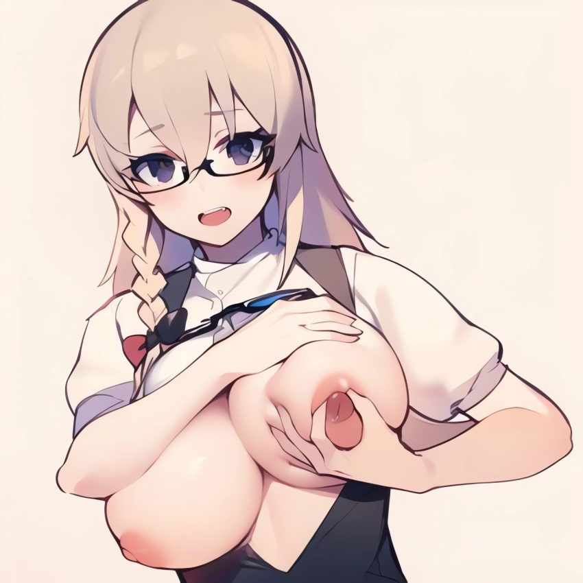 1girls ai_generated blonde_hair blush braid breasts busty cookie_(touhou) girl glasses kirisame_marisa large_breasts marisa_kirisame nipple_stimulation nipple_tweak nipples nucky☆ oerba_yun_fang purple_eyes touhou uzuki_(cookie)