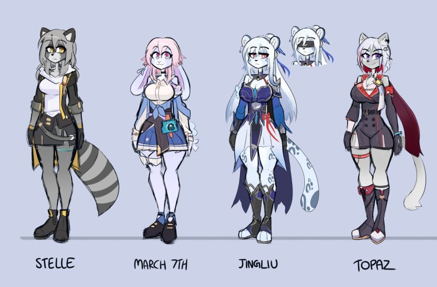 big_breasts breasts female furry honkai:_star_rail jingliu_(honkai:_star_rail) kilinah march_7th_(honkai:_star_rail) stelle_(honkai:_star_rail) thick_thighs topaz_(honkai:_star_rail) wide_hips