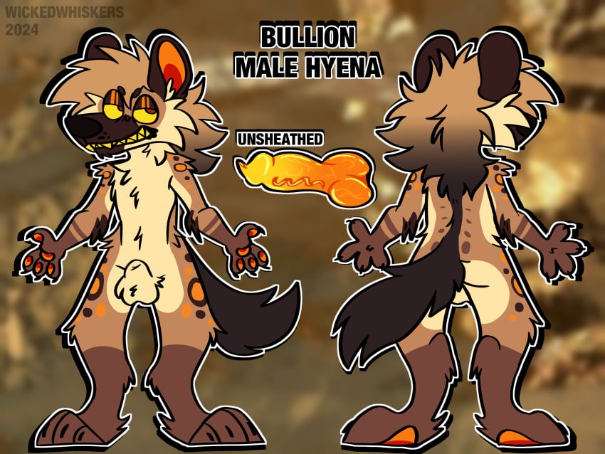 absurd_res animal_genitalia anthro genitals hi_res hyena knot male mammal model_sheet sheath solo wickedwhiskerz