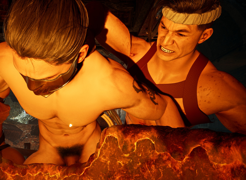 2boys 2humans 2males 3d 3d_(artwork) 3d_model duo duo_focus fighting havik kuai_liang lewis_luke male/male male_only mortal_kombat mortal_kombat_1_(2023) naked naked_male netherrealm_studios ninja nude nude_male pubic_hair pyromancer scorpion_(mortal_kombat) trying_to_break_free