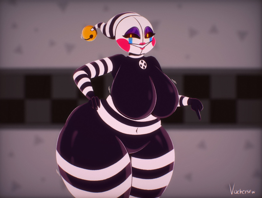 3d big_ass big_breasts big_butt five_nights_at_freddy's looking_at_viewer marionette_(fnaf) massive_breasts puppet_(fnaf) security_puppet_(fnaf) solo thick_ass thick_thighs vachersfw wide_hips