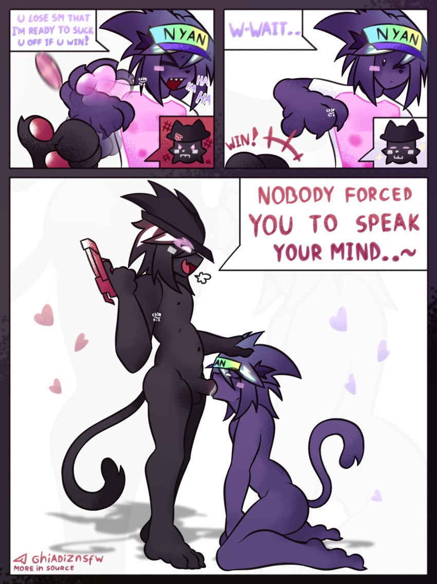 balls black_hair blowjob blue_hair chance_(forsaken) comic comics dick dick_in_mouth dick_sucking domination elliot_(forsaken) feet femboy femboy_only foot_fetish forsaken_(roblox) furry furry_only gay gay_domination gay_sex ghiadiz incest nyan_cat paw_pose pawpads paws penis silly silly_face sucking sucking_dick sucking_penis