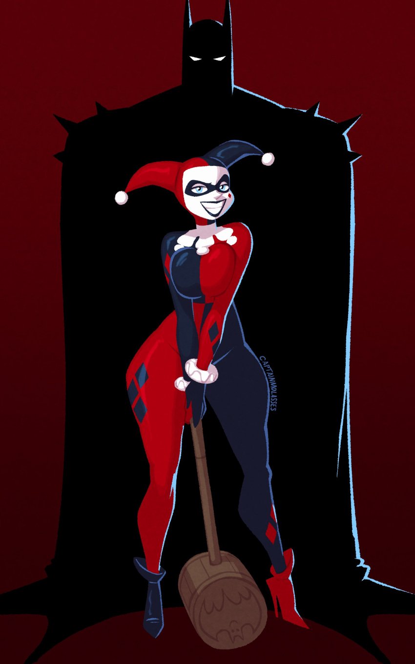 batman batman_(bruce_wayne) batman_(series) big_breasts breasts bruce_wayne captainmolasses dc dc_comics harleen_quinzel harley_quinn harley_quinn_(classic) huge_breasts