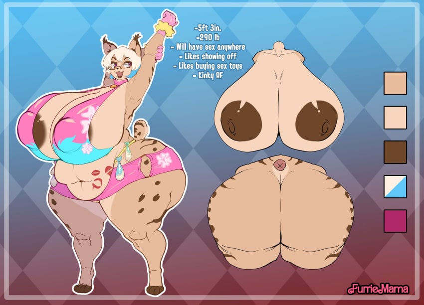 2025 anthro areola areola_slip arms_above_head artist_name ass big_areola big_breasts big_butt bikini bikini_top bimbo_(fashion) bimbo_anthro biped blonde_hair breast_shot breasts brown_areola butt_shot cellulite clothing condom countershade_face countershade_fur countershade_torso countershading cross_section eyewear felid feline female filled_condom fur glasses gloves gradient_background hair handwear hi_res huge_breasts huge_butt huge_hips huge_thighs kiss_mark kiss_mark_on_belly lynx mammal mature_anthro mature_female model_sheet nipple_outline nipples open_mouth open_smile overweight overweight_anthro overweight_female panties pink_clothing pink_gloves pink_handwear rastacakez scrunchie sexual_barrier_device short_tail simple_background smile solo swimwear tail tan_body tan_fur text thick_thighs tiffany_(noeticred) two-piece_swimsuit underwear wide_hips