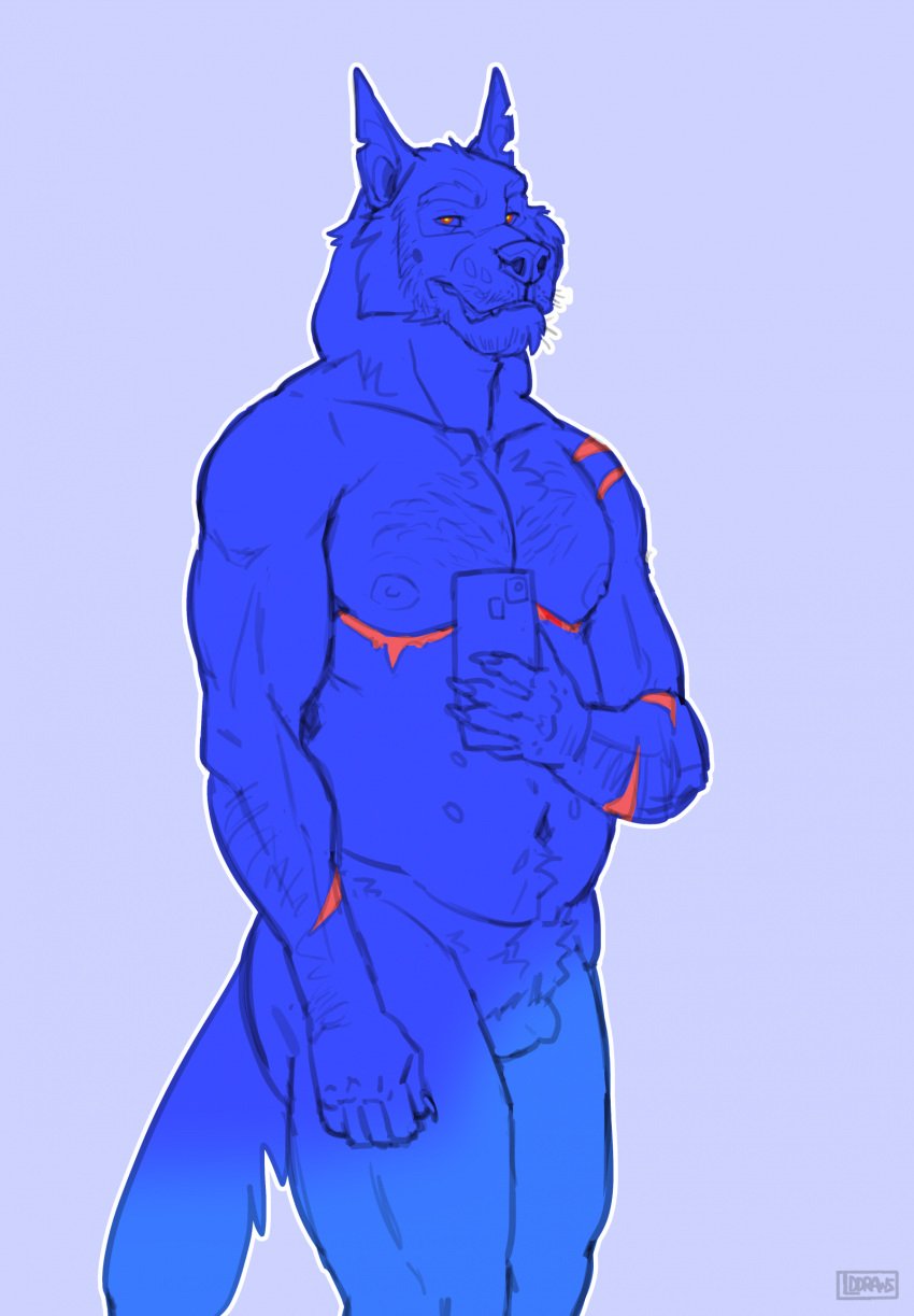 andromorph animal_genitalia animal_pussy anthro arm_hair beard belly belly_nipples body_hair canid canine canine_genitalia canine_pussy canis chest_hair cuntboy domestic_dog electronics facial_hair genitals german_shepherd herding_dog hi_res holding_object holding_phone intersex lddraws ludwig_(lddraws) male mammal mastectomy_scar muscular muscular_anthro muscular_male pastoral_dog phone pubes pussy scar scars_all_over selfie solo_focus trans_(lore) trans_man_(lore)