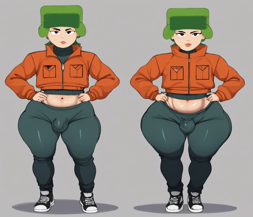ai_generated blackwhiplash_(style) buldge crotch_bulge curvaceous curvy_hips enormous_ass exposed eye-liner eye_liner femboy feminine feminine_male full_body full_makeup gay glistening_skin horny kyle_broflovski lipstick looking_at_viewer make-up make_up masterpiece navel penis_buldge seductive seductive_gaze shiny_skin south_park sultry thicc_thighs thick_thighs voluptuous wide_hips will44