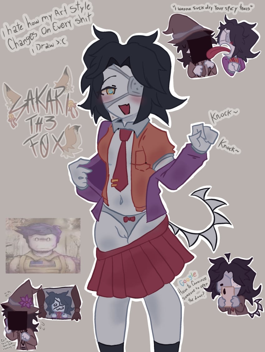 1other artist_name artist_signature azure_(forsaken) blush brown_background censored_face clothed clothing english_text exposed_pussy eyepatch forsaken_(roblox) guest_(roblox) guest_1337_(forsaken) meme_in_the_background monitoring_(deco*27) monitoring_two_time panties_aside partially_clothed pussy roblox roblox_game robloxian sakarith3f0x self_upload skirt_down solo_female solo_focus standing tagme text thighs undressing watermark xd