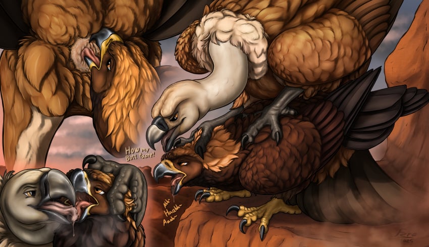 absurd_res accipitrid accipitriform anal anatomically_correct animal_genitalia avian bird bodily_fluids cloaca cloacal cloacalingus dominant dominant_male eagle feral ferobird genitals golden_eagle griffon_vulture hi_res interspecies interspecies_domination kissing licking male male/male old_world_vulture oral rimming roy_(ferobird) saliva sawyer_(ferobird) sex submissive submissive_male tongue tongue_out true_eagle vulture