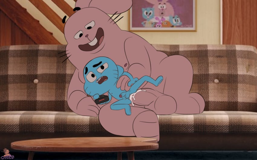 16:10 age_difference anal anal_sex anthro balls cartoon_network crazedg cum duo erection father father_and_son feline gumball_watterson hi_res humanoid_penis incest lagomorph male male_only mammal nude parent penetration penis rabbit richard_watterson size_difference son the_amazing_world_of_gumball uncut yaoi