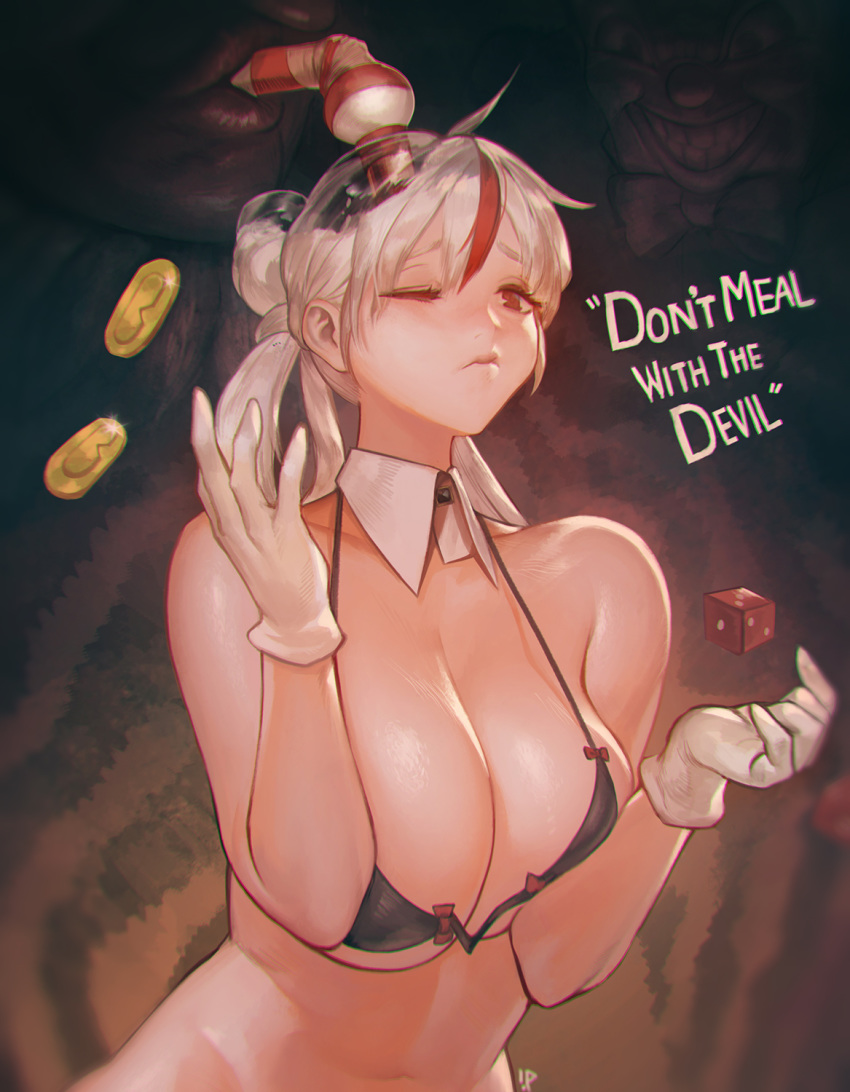 big_breasts cuphead cuphead_(game) female handwear human instant-ip large_breasts looking_at_viewer neckwear pale_skin rule_63 solo_focus text