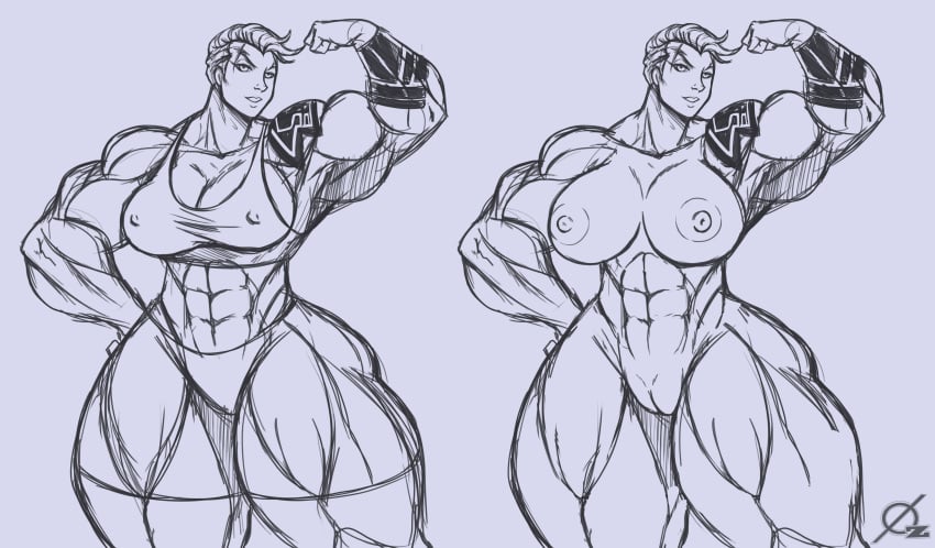 2d abs big_muscles blizzard_entertainment breasts extreme_muscles female female_only large_breasts monochrome muscles muscular muscular_female nipples nude osmar-shotgun overwatch pussy scar sketch solo tattoo thick_thighs thighs zarya