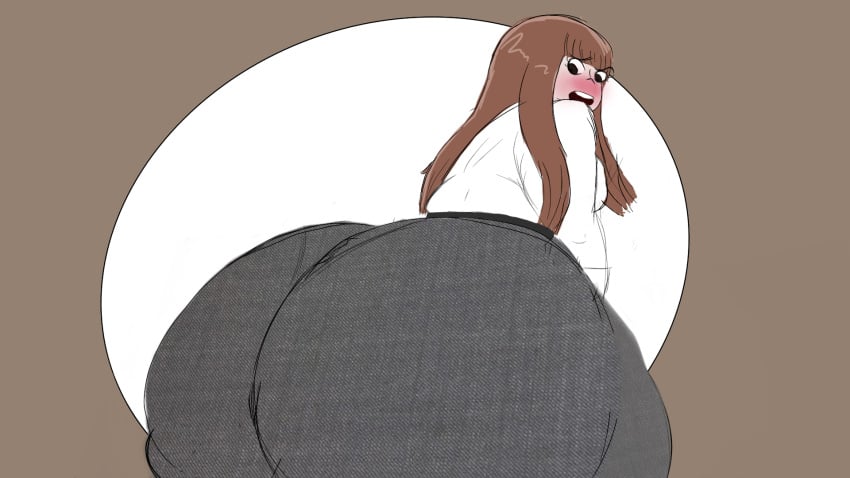 1girls ass ass_focus brown_hair female gabbadraws huge_ass mizuki_(gabbadraws) original_character