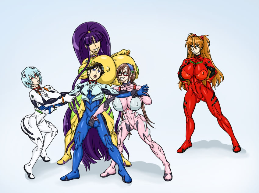 1boy 4girls abs angry angry_face ass ass_cheeks asuka_langley_sohryu bangs blue_bodysuit blue_hair breasts brown_hair bulge bulge_grab bulge_through_clothing cleavage crossover eager eiken envy female gigantic_breasts grabbing grabbing_arm grabbing_from_behind gritted_teeth groping groping_from_behind hair_ornament hand_on_breast hand_on_head hand_on_hip hand_on_own_chest harem headband huge_ass huge_breasts huge_cock human impossible_fit kirika_misono large_breasts light_skin light_skinned_female long_hair mari_illustrious_makinami neon_genesis_evangelion nipple_bulge nipples nipples_visible_through_clothing orange_hair pale-skinned_female pale_skin pecs pilot_suit pink_bodysuit plugsuit ponytail purple_eyes purple_hair rebuild_of_evangelion red_bodysuit red_eyes rei_ayanami shinji_ikari short_hair sidelocks skin_tight skintight_bodysuit smile sun1sol taller_female taller_girl twintails white_bodysuit yellow_bodysuit