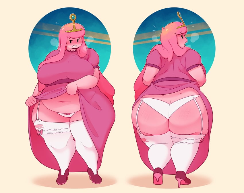 1girls adventure_time ass bbw breasts chubby dabble female female_only garter_straps huge_ass huge_breasts huge_thighs overweight overweight_female panties princess_bubblegum skirt_lift thick_thighs thighhighs upskirt wide_hips